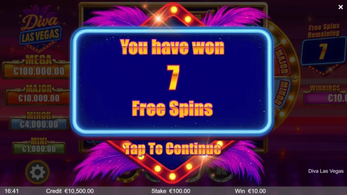 Diva Las Vegas - início de Free Spins de bônus