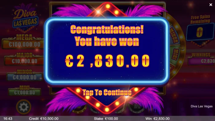 Diva Las Vegas - pontuação final da sessão